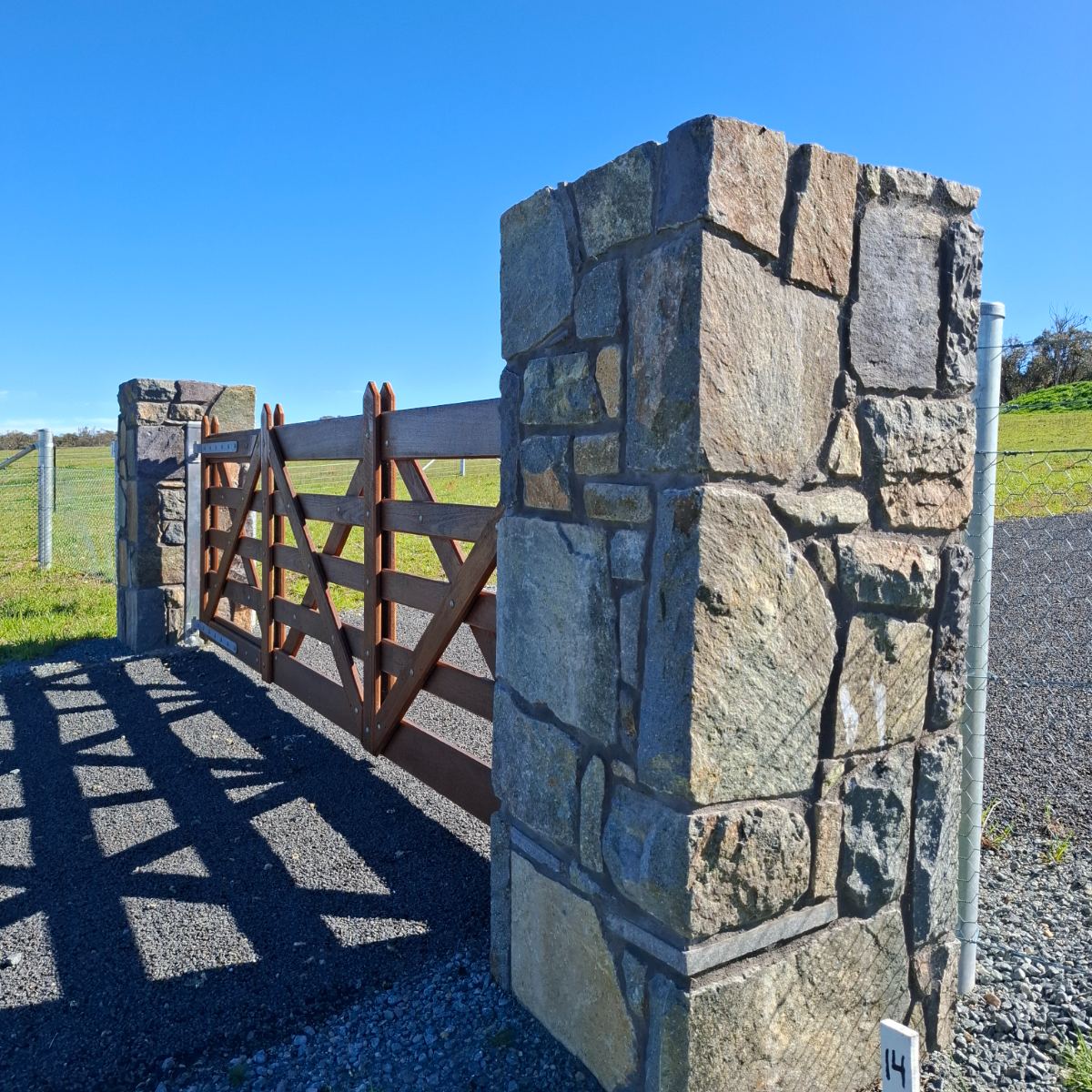 Nimmitabel basalt, raked mortar joint wall, natural stone masonry by Homestead Stonework, Canberra region